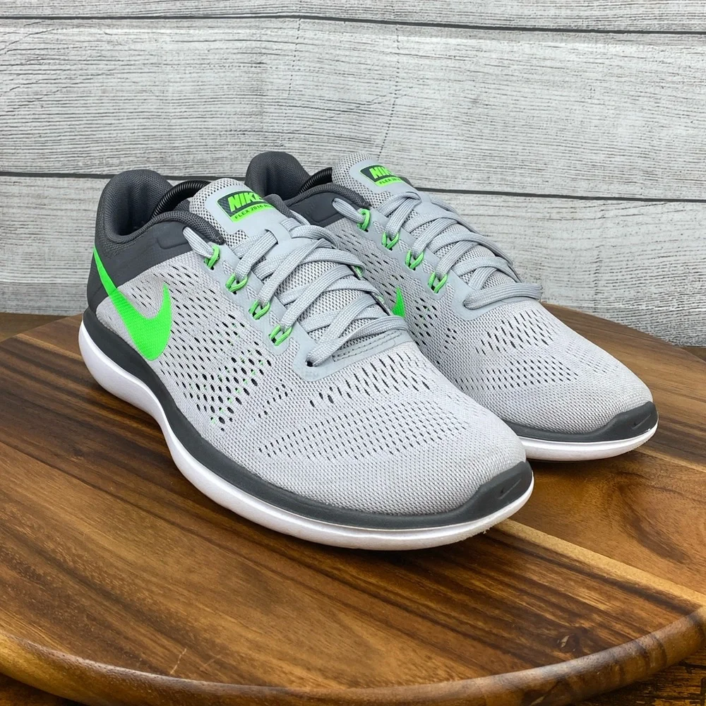 Nike Flex 2016 RN Gray Lime Green Trainer Running Shoe 830369-008 Men’s Size 11